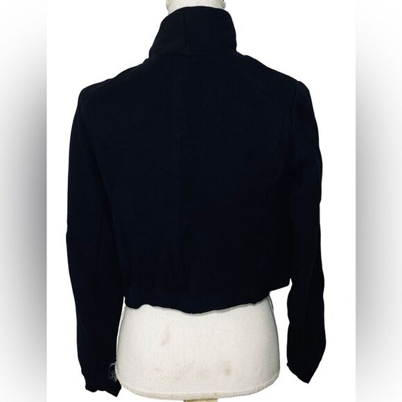 Vince Wm’s Sz Med Black Knit Long Sleeve Asymmetrical Zip Mock Neck Jacket - Picture 4 of 7